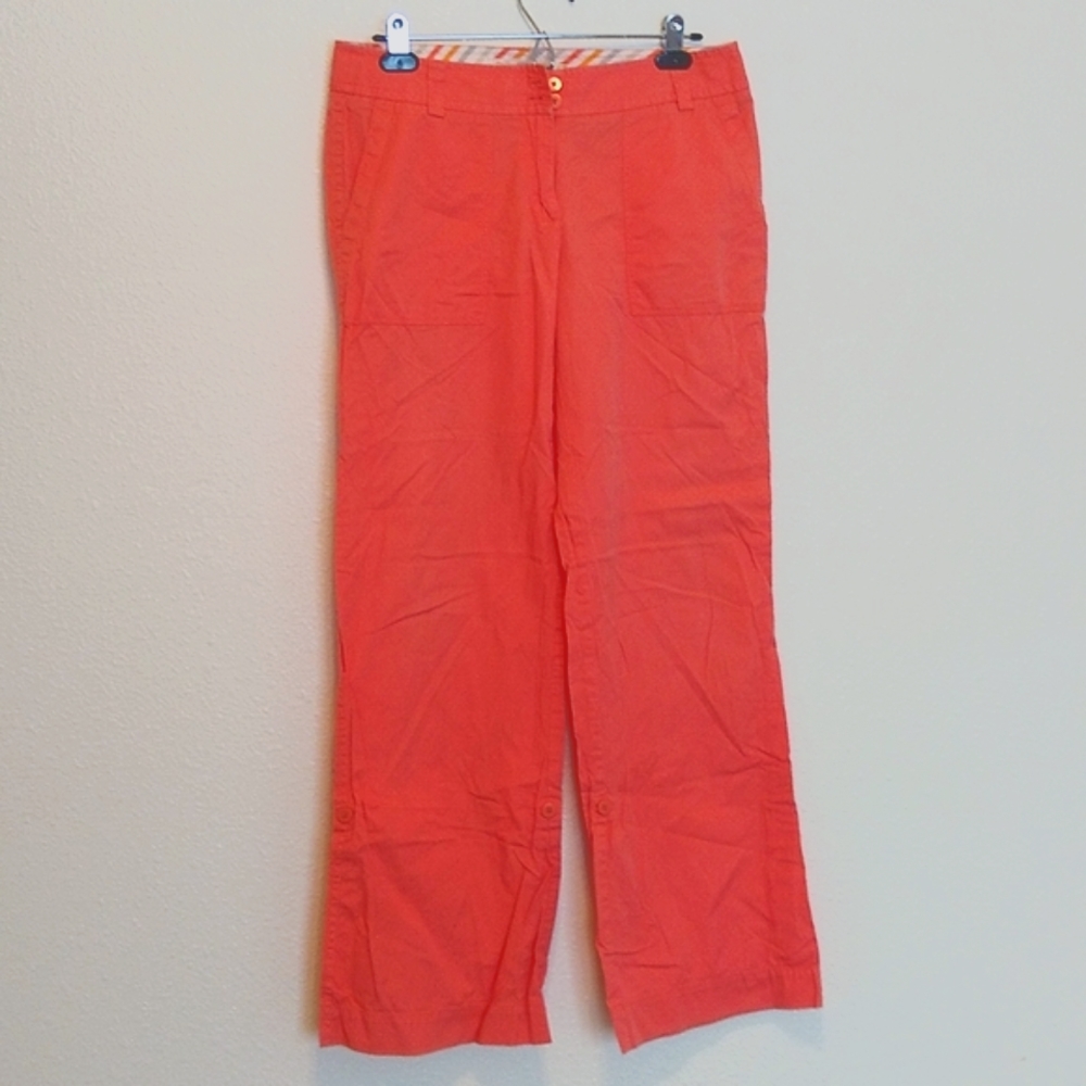 J. Crew wide leg roll up wading coastal chino pants coral size 6 guc vintage